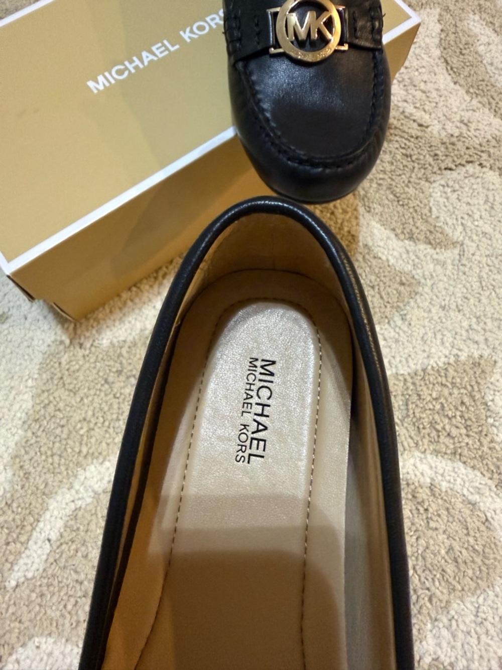 Michael Kors Black Leather MK Logo Loafers - Picture 4 of 4